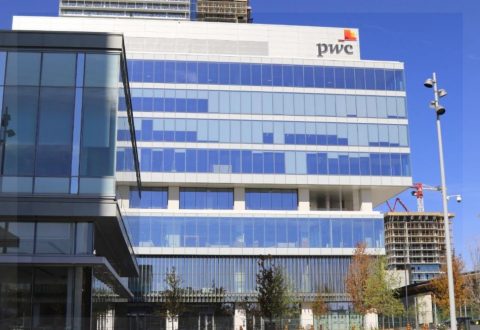 PwC logo on PwC-YMCA Tower in Vaughan